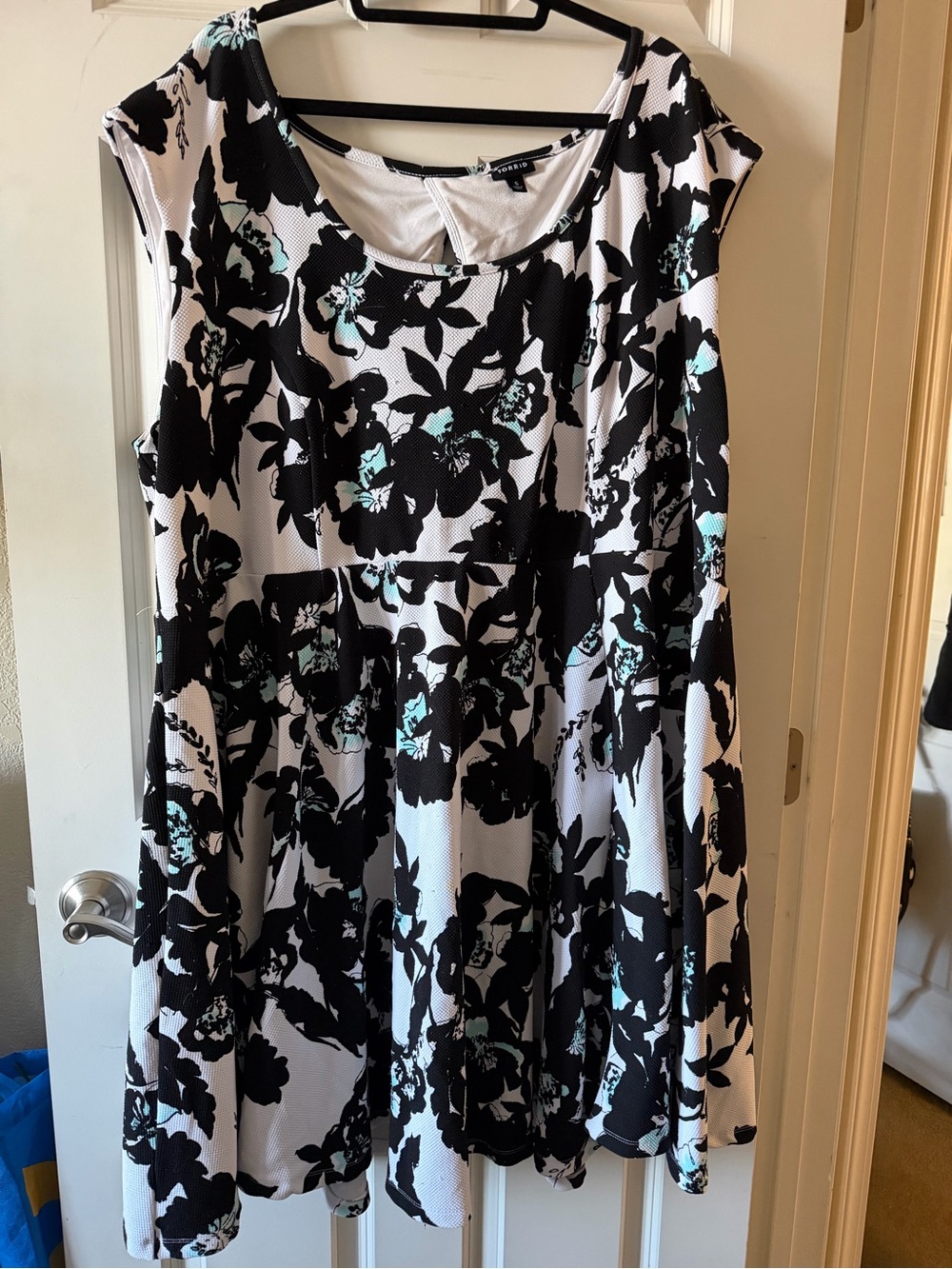 torrid Black & White Floral Dress with Mint Accents